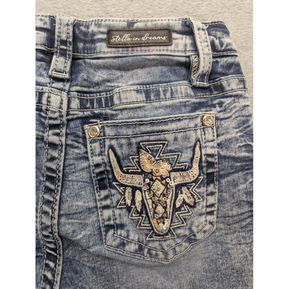 Stella in dreams Jeans Womens 9/29 Blue Bootcut Embroidered Western Bull Skull - Picture 11 of 16